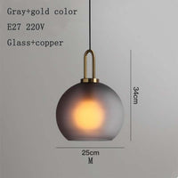 Thumbnail for Europe Lighting Led Pendant Smoke Grey Glass Hanging Lamp Bedroom