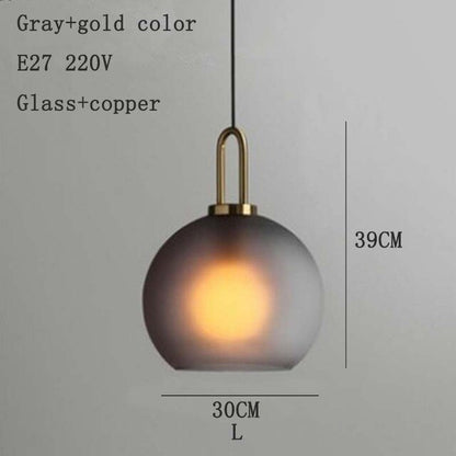 Europe Lighting Led Pendant Smoke Grey Glass Hanging Lamp Bedroom