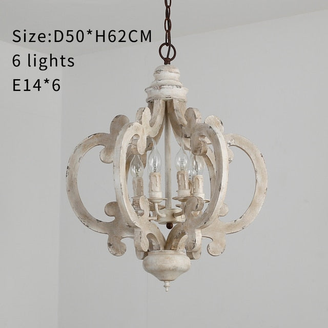 White Loft Nordic Chandelier Lighting Wooden Antique Hanging Lamp Dining Room Decor