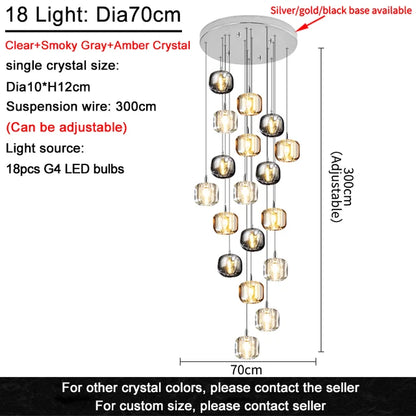 Luxury Crystal Modern Lighting Ceiling Chandelier LED Bedroom Kitchen Lamp