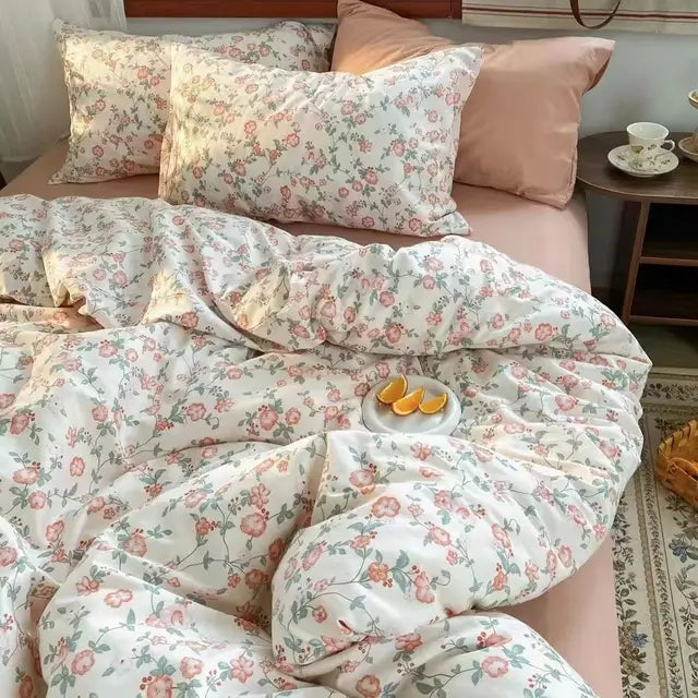 Garden Flower Fashion for Kids Student Soft Polyester Fabric Bedding Set