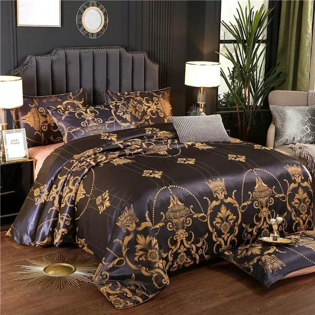 Baroque Jacquard Luxury European Wedding American Satin Bedding Set