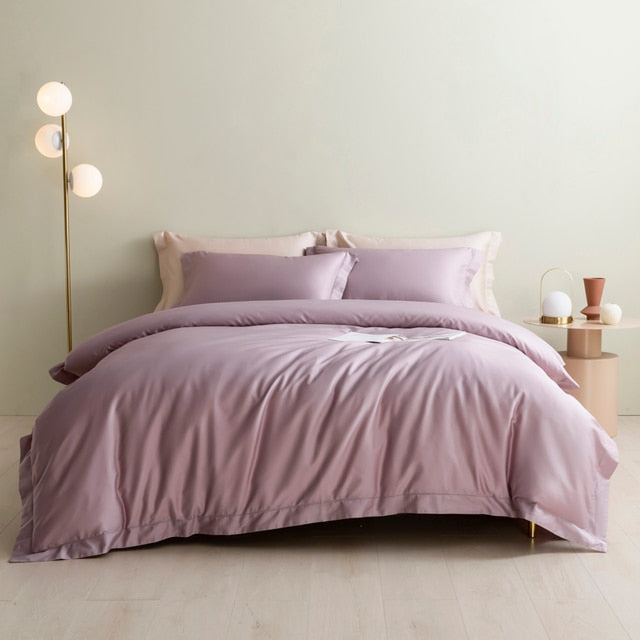 Luxury Grey Pink Pure Color European American Duvet cover Set, 1000TC Egyptian Cotton Bedding Set