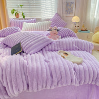 Thumbnail for Pink Grey Luxury Fluffy Soft Warm Velvet Fleece Girl Child Duvet Cover Bedding Set