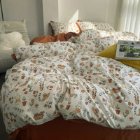 Thumbnail for Rose Vintage French Print Flower Duvet Cover Set, Washed Cotton Bedding Set