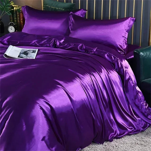 Luxury White Gold Natural Mulberry Ice Silk American Bedding Set