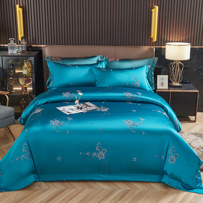Luxury Gold Pink Jacquard Premium Duvet Cover Set, Egyptian Cotton 1000TC Bedding Set