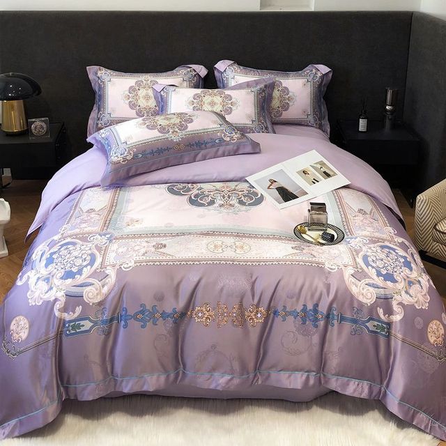 Premium Peacock Boho Digital Printing Smooth Soft Silky Duvet Cover Set, Polyester 600TC Bedding Set