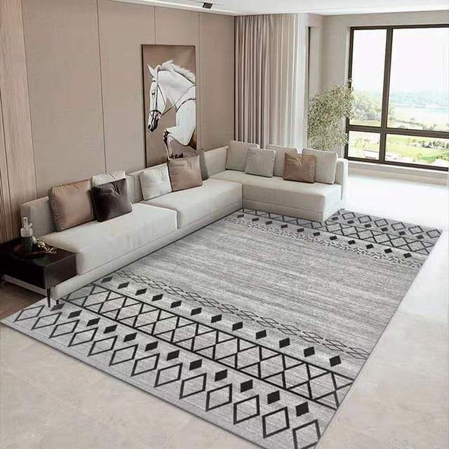 Gold Grey Striped Carpets Large Rugs Non-slip for Living Room