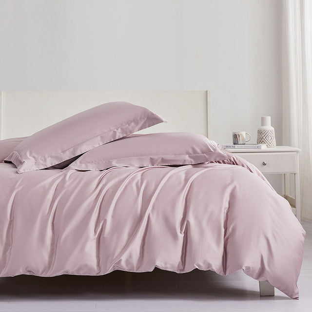 White Pink Luxury Soft Silky Hotel Grade European Duvet Cover Set, 800TC Egyptian Cotton Bedding Set