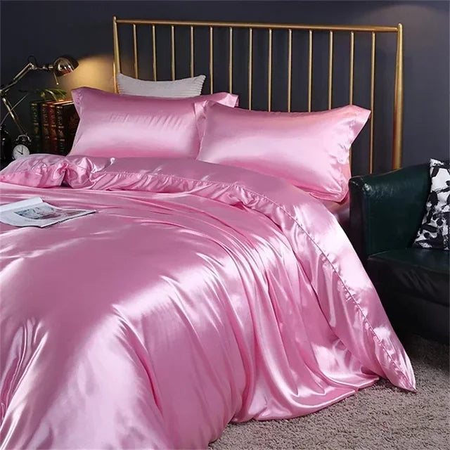 Luxury White Gold Natural Mulberry Ice Silk American Bedding Set