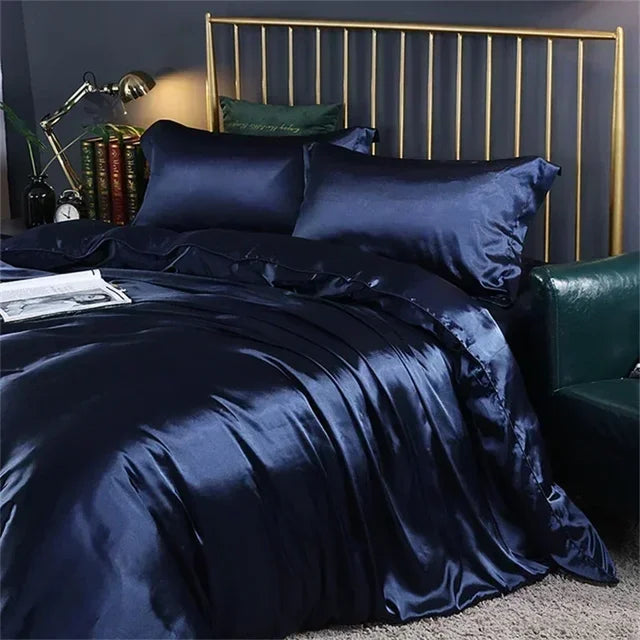 Luxury White Gold Natural Mulberry Ice Silk American Bedding Set