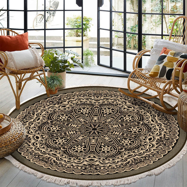 Relax Boho Tassel European Round Rugs Living Room Carpets Decoration Machine Washable