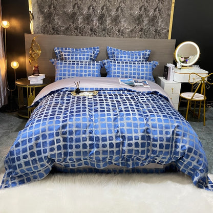 Luxury Black Gold Marble Jacquard Leopard Print Patchwork Duvet Cover, Egyptian Cotton 1000TC Bedding Set