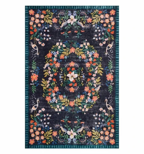 Retro Boho Bird Floral Rug Carpet Large Area Living Room Balcony