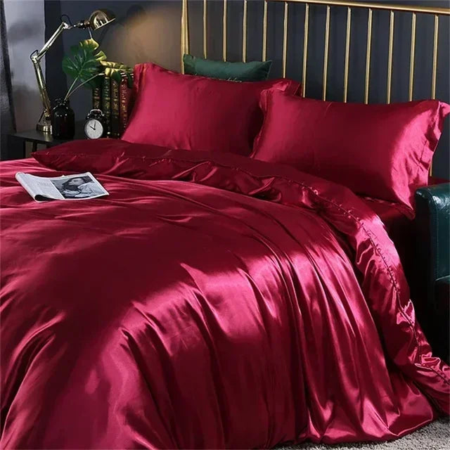 Luxury White Gold Natural Mulberry Ice Silk American Bedding Set