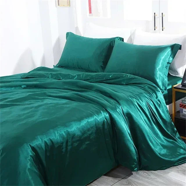 Luxury White Gold Natural Mulberry Ice Silk American Bedding Set