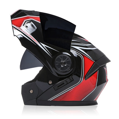 Red Black Full Face Flip Up Motorcycle Helmets Motorbike Motocross Sport