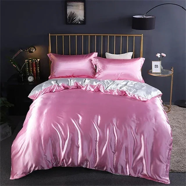 Luxury White Gold Natural Mulberry Ice Silk American Bedding Set