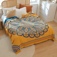 Thumbnail for Leave Tropical Flower Nordic Throw Blanket 100% Cotton Bedspread