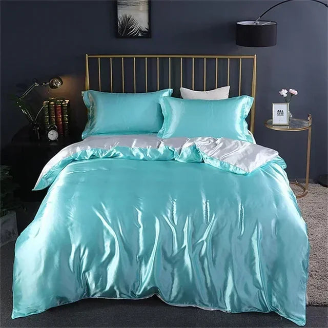 Luxury White Gold Natural Mulberry Ice Silk American Bedding Set