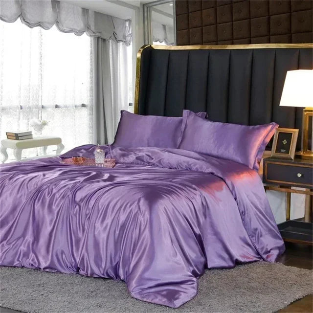 Luxury White Gold Natural Mulberry Ice Silk American Bedding Set