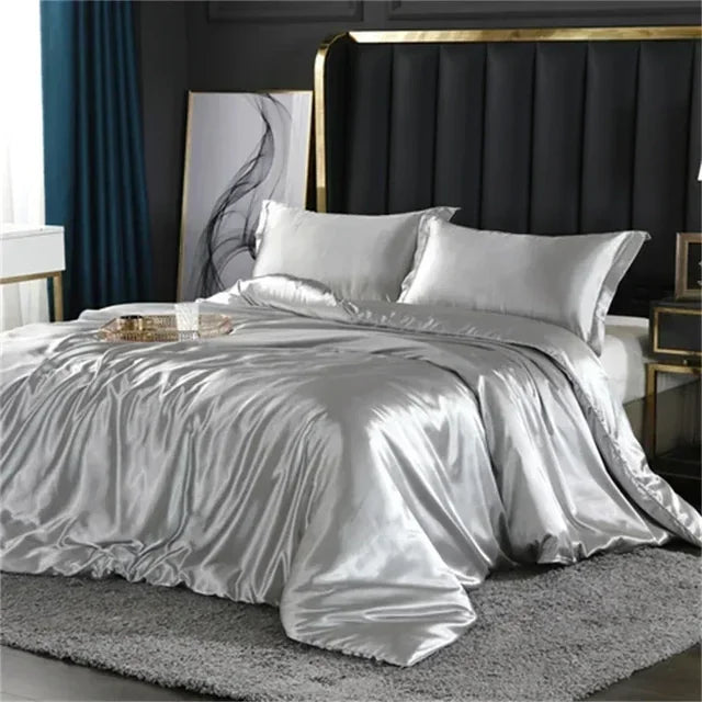 Luxury White Gold Natural Mulberry Ice Silk American Bedding Set