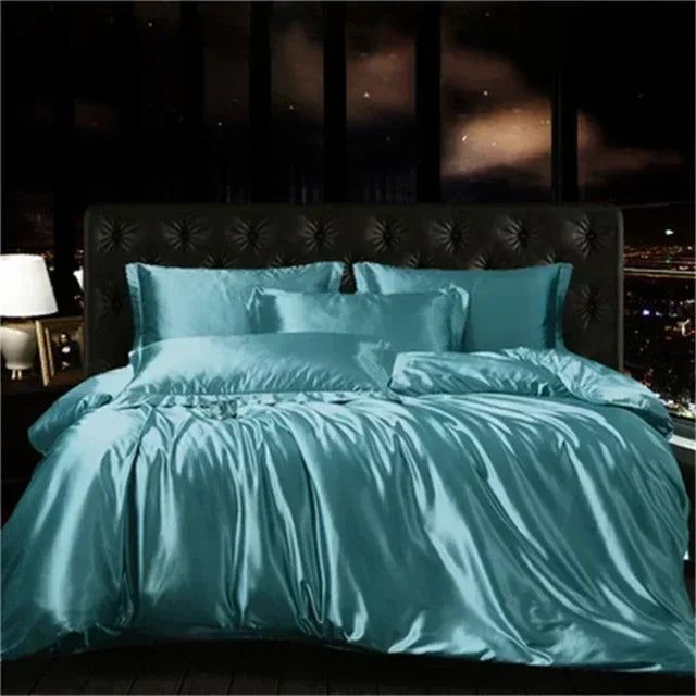 Luxury White Gold Natural Mulberry Ice Silk American Bedding Set