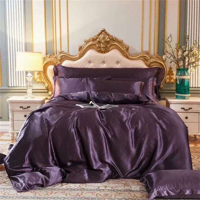 Luxury White Gold Natural Mulberry Ice Silk American Bedding Set