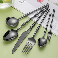 Thumbnail for Korean Stainless Steel Thick Round Handle Cutlery Set Dinnerware
