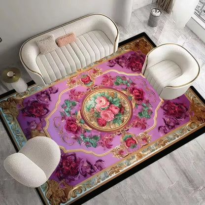 Luxury Baroque European Carpet Hotel Grade Soft Rug for Kids Bedroom Lounge