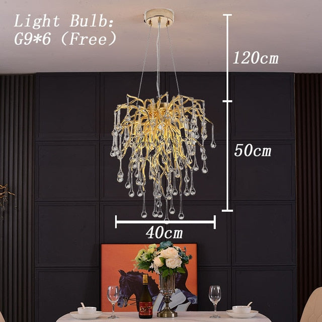 Luxury Gold Crystal Lighting Chandeliers Branches Crystal for Living Room Home Decor