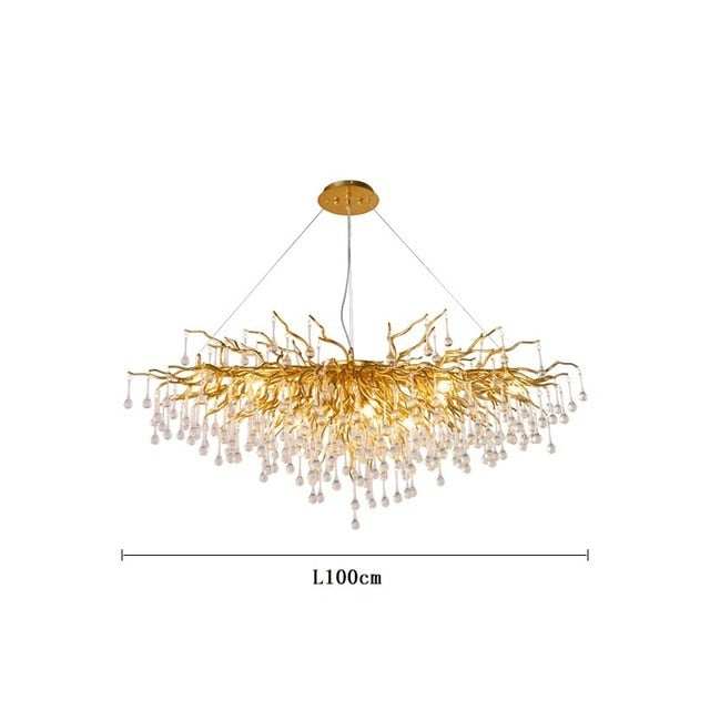 Luxury Gold Crystal Lighting Chandeliers Branches Crystal for Living Room Home Decor