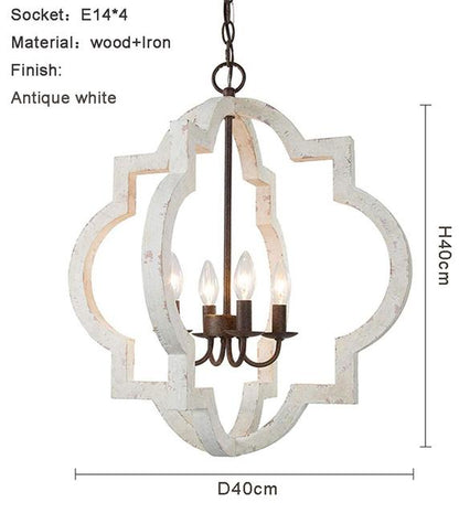 French Vintage Wooden Chandelier Lighting for Living room Bedroom Decor