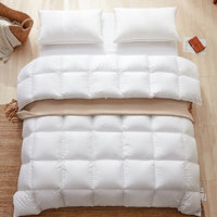 Thumbnail for Pure White Pink Blue Goose Down Comforter Quilt Hotel Grade Winter Warm Bedding Set