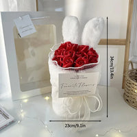Thumbnail for Pink Red Rose Soap Flower Bouquet Graduation Wedding Artificial Flora