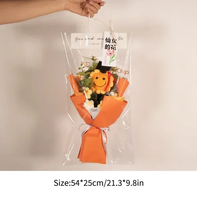 Nice Knitted Flowers Sunflower Crochet Bouquet Handmade Gifts Artificial Flora