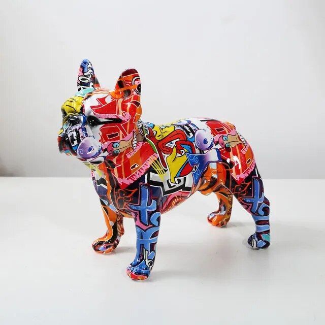 French Bulldog Graffiti Sculptures and Statues Ornaments Resin Dog Crafts