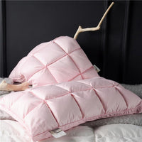 Thumbnail for White Pink Premium High Grade Natural Goose Down Pillows 100% Cotton