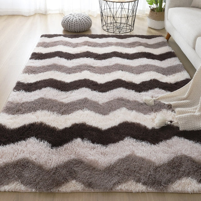 Pink Grey Classic Carpet Shaggy Rugs for Children Soft Mat Living Room