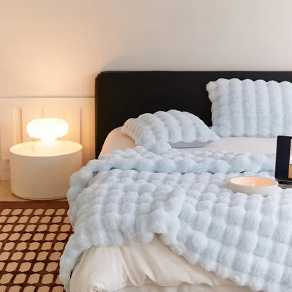 Beige Pink Blue Fur Blankets for Winter Luxury Warm Comfortable for Sofa