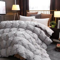Thumbnail for Premium White Brown Goose Down Comforter Quality Hotel Twist Flower for Bedding Set