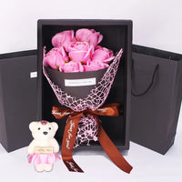 Thumbnail for Pink Red Rose Soap Handmade Bouquet Little Bear Gift Box Birthday Party Artificial Flora