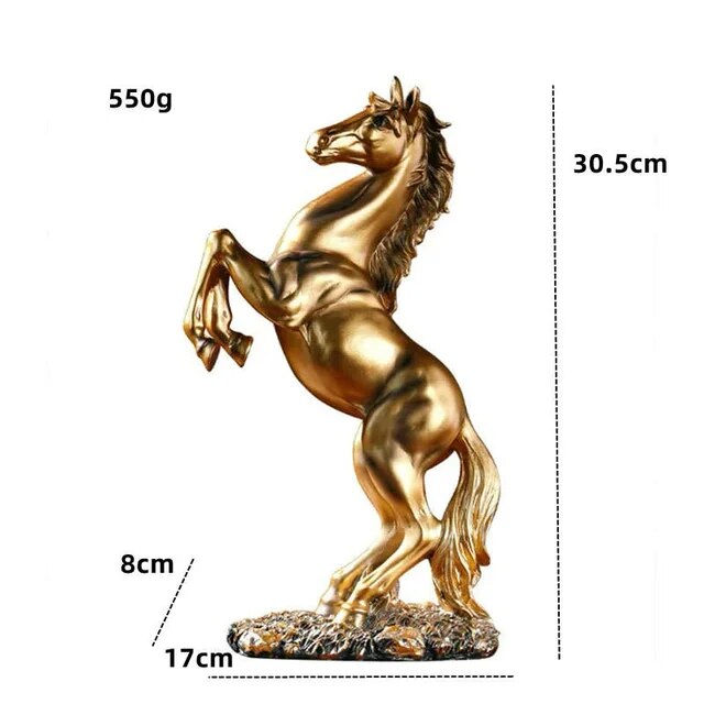 Black Golden Horse European Resin Sculptures and Statues Crafts Home Decoration