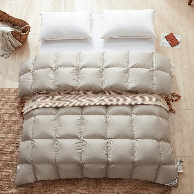 Pure White Pink Blue Goose Down Comforter Quilt Hotel Grade Winter Warm Bedding Set