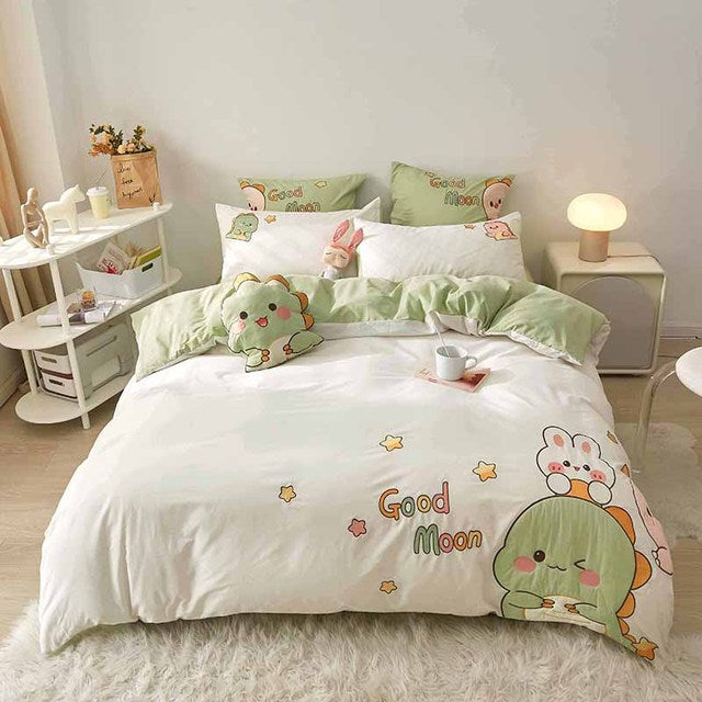 Cute Cartoon Duck Rabbit Animals Child Duvet Cover Set, 100% Cotton Bedding Set