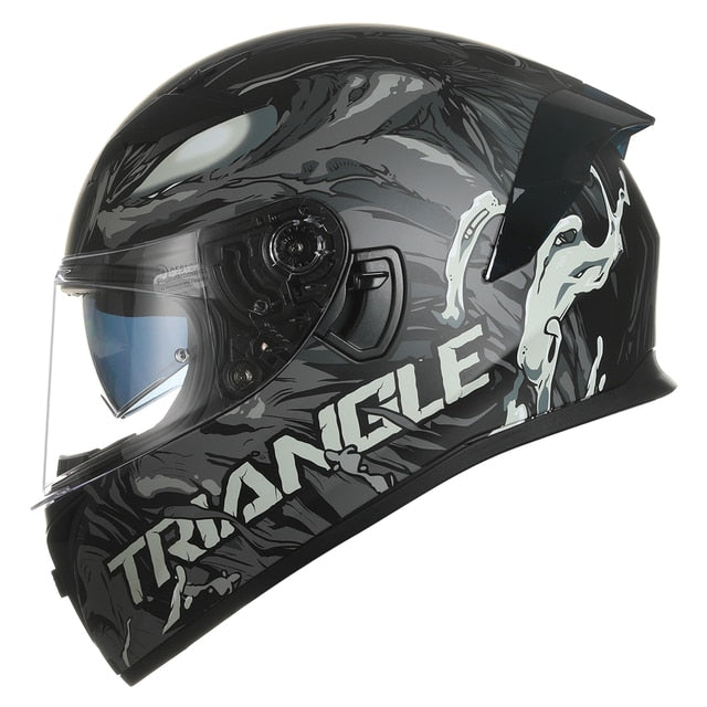 Black White Star Full Face Motorcycle Helmets Clear Visor DOT Approved Moto Sport Out Door