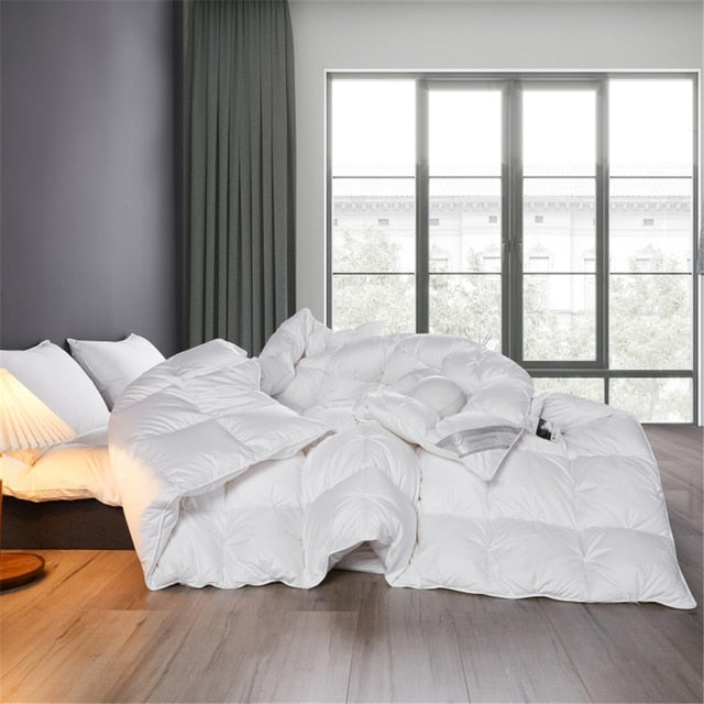 Premium White Grey Goose Down 100% Comforter Hotel Grade for Bedding Set