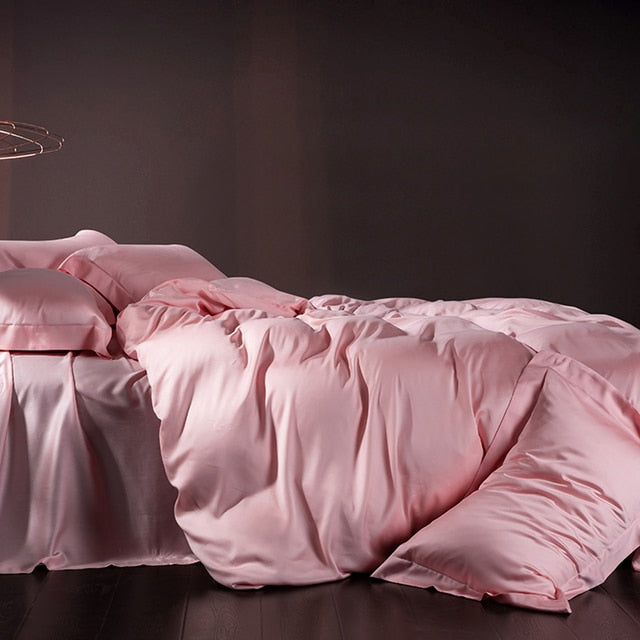 Premium Pink Purple European 100% Silk High Grade Duvet Cover Bedding Set