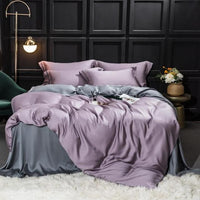 Thumbnail for Luxury Red Grey European Silk 100% Duvet Cover Bedding Set